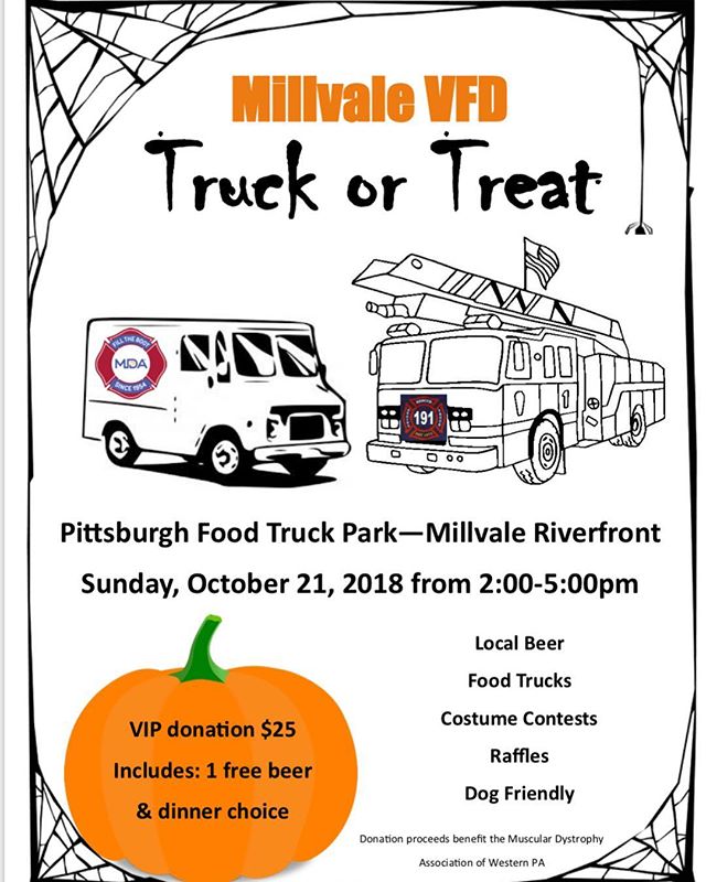 This Sunday we will be open to the public for this awesome Millvale VFD fundraiser with the @mdapittsburgh and the @millvalefire191 Please join us with 
@mainsqueezejuice412 
@spealsonwheels 
@ashandkriskitchen 
Windows up 2pm-5pm!
#fallfun #riverfront #vfd #millvale #mdapittsburgh #foodtrucks #localbeer